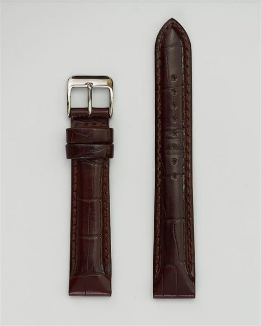 22Mm Dark Brown Genuine Calfskin Leather Watch Strap