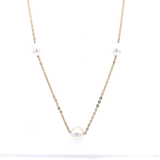 Rolland's Designs 14K Gold & Pearl Station Necklace