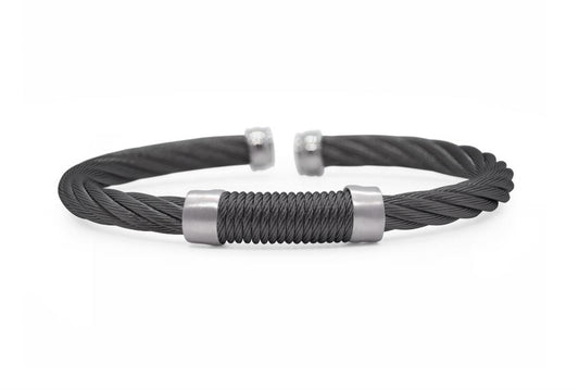 Alor Gents Twisted Black Cable Cuff