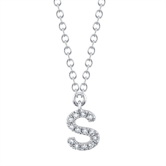 Shy 14Kw Diamond "S" Pendant