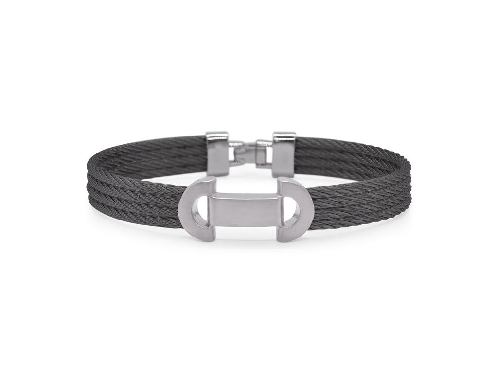 Alor Black Cable Matte Finished ID Bracelet