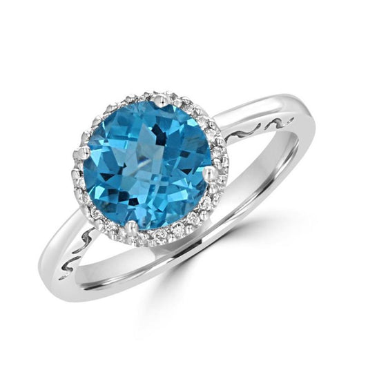 Rolland's Designs Blue Topaz & Diamond Ring