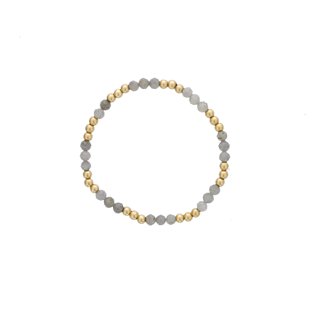 Dee Berkley Labradorite & Gold Bead Station Bracelet