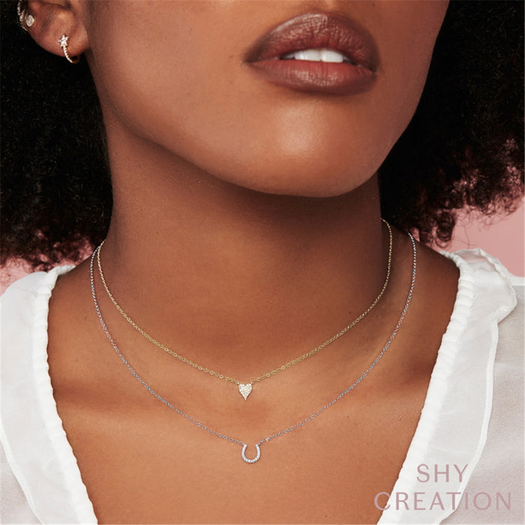 Shy Creation Diamond Horseshoe Pendant Necklace