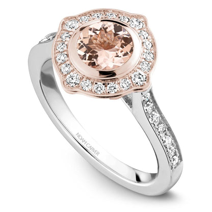 Noam Carver Diamond and Morganite Halo Setting