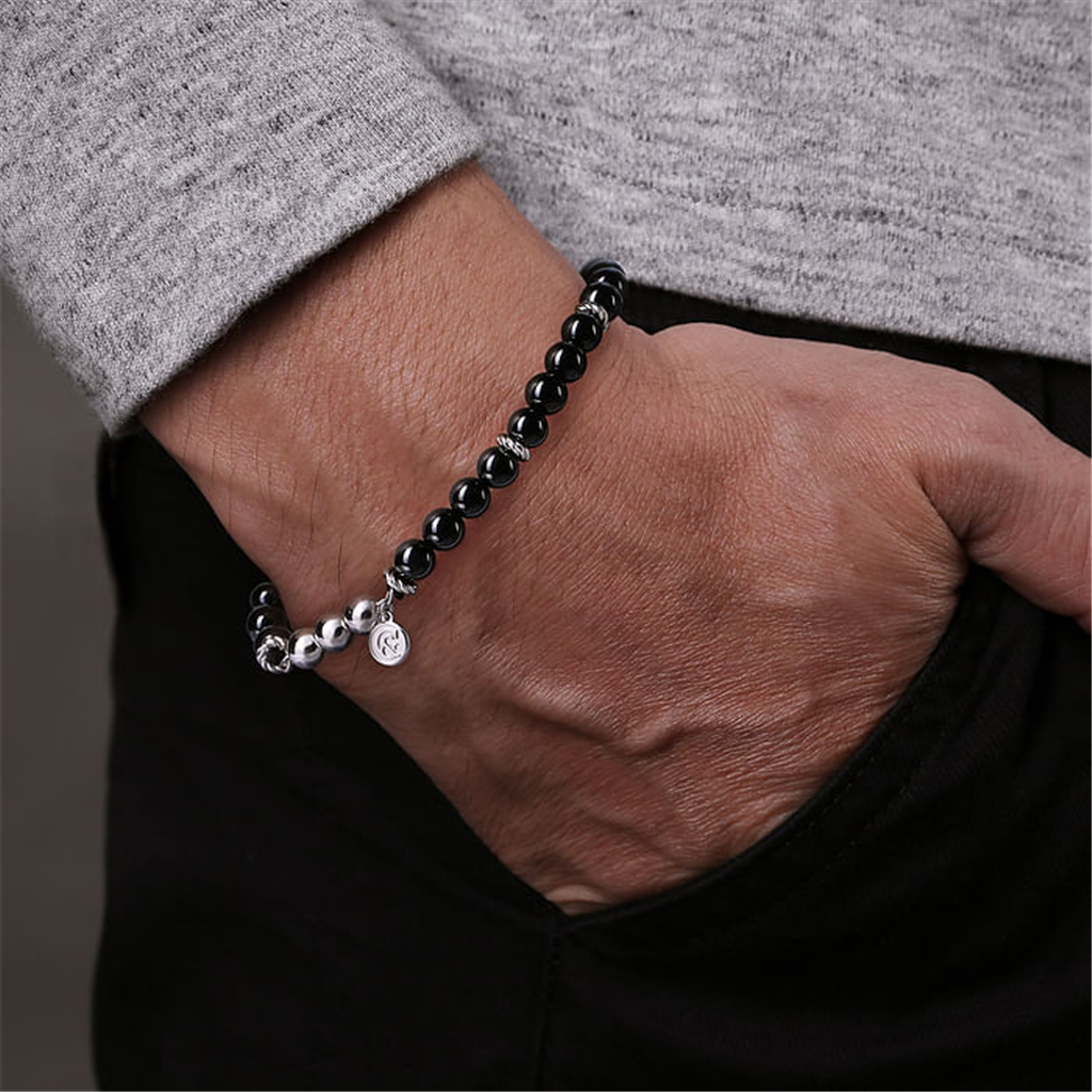 Gabriel Sterling Silver & Black Onyx Beaded Bracelet