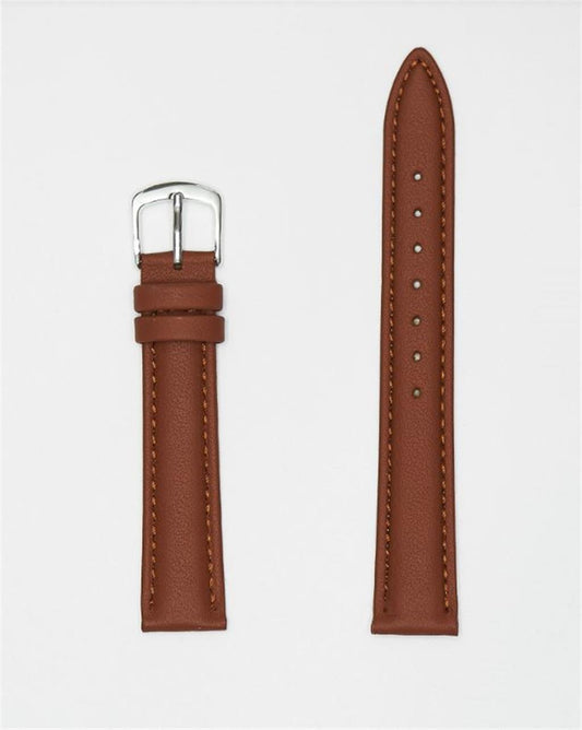 18Mm Tan Leather Strap Reg White Clsp