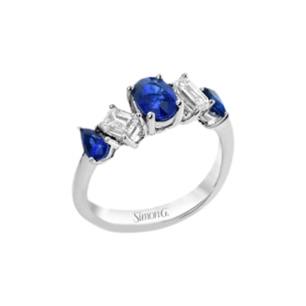 Simon G. 18Kw Sapphire & Diamond Geometric Ring