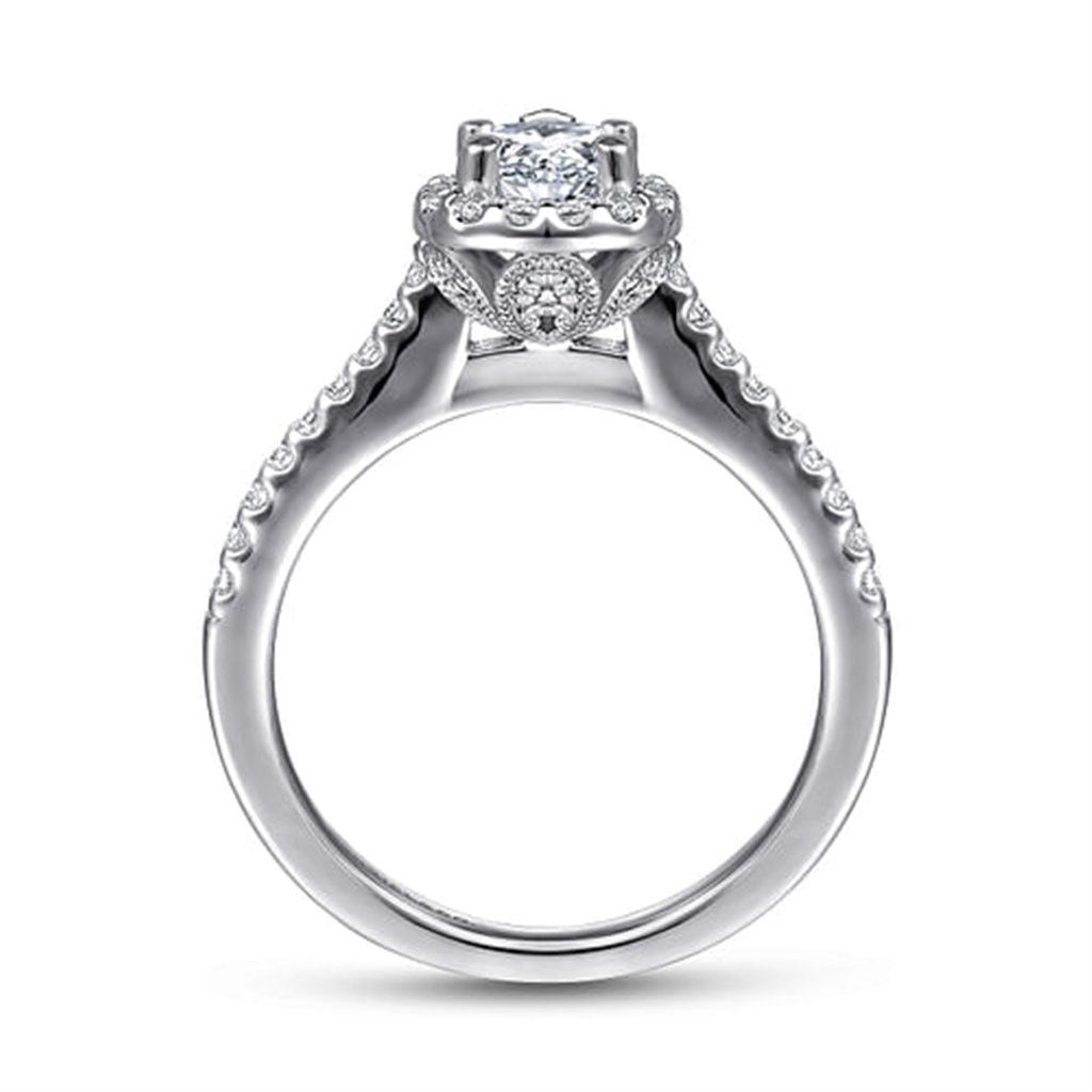 Gabriel Diamond Halo Pear Shape Semi Mount