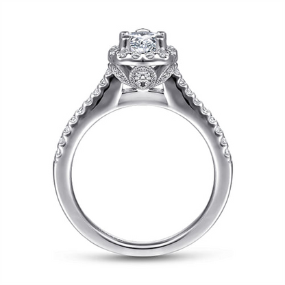 Gabriel Diamond Halo Pear Shape Semi Mount