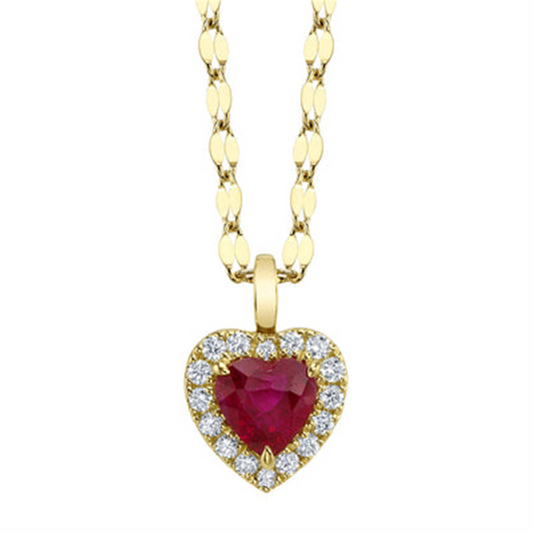 Shy Creation Diamond and Ruby Heart Necklace