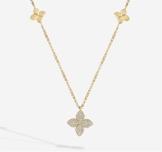 Roberto Coin Love by the Yard Flower Diamond Station Necklace