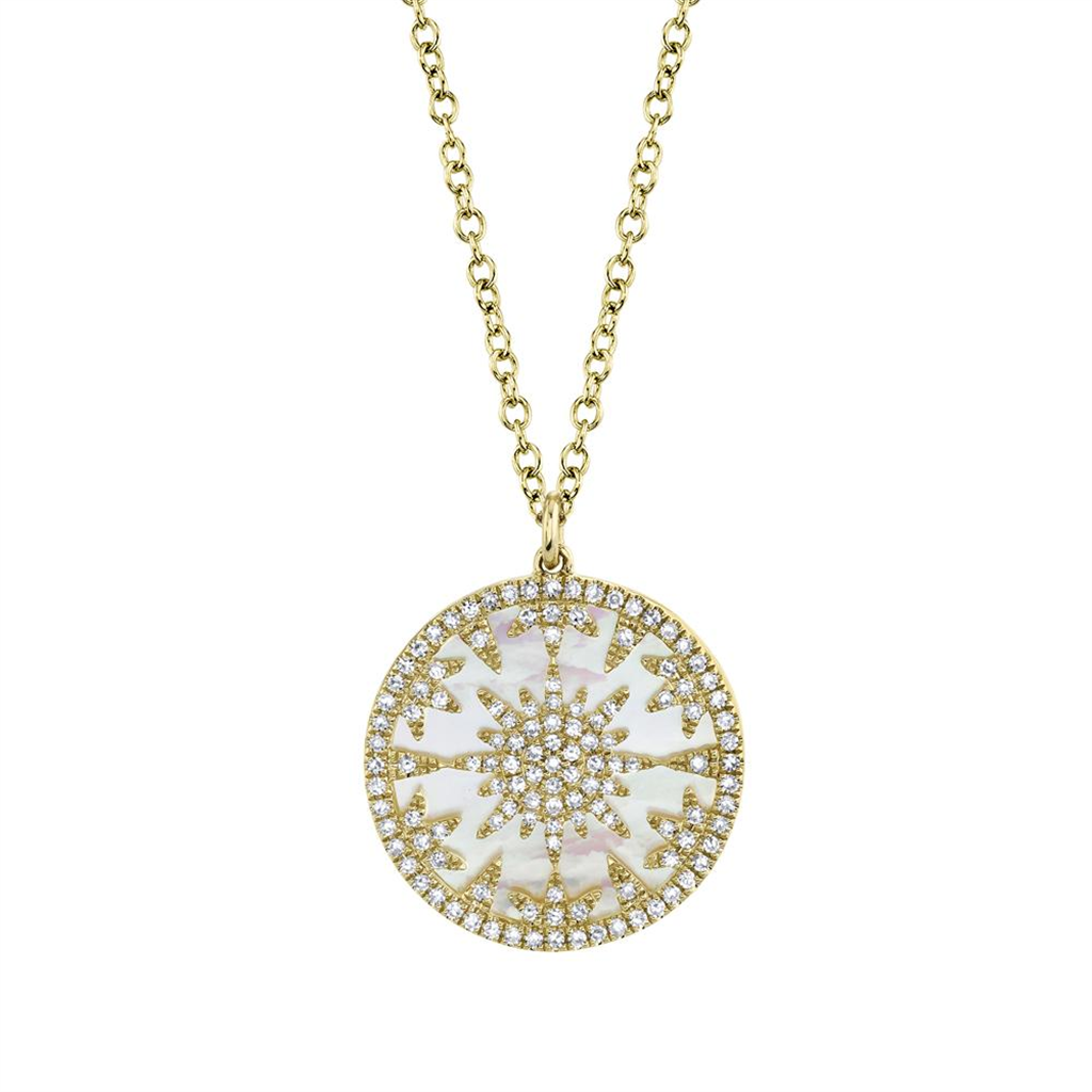 Shy Creation Pearl & Diamond Circle Pendant