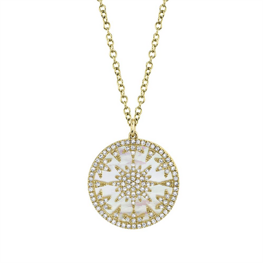 Shy Creation Pearl & Diamond Circle Pendant