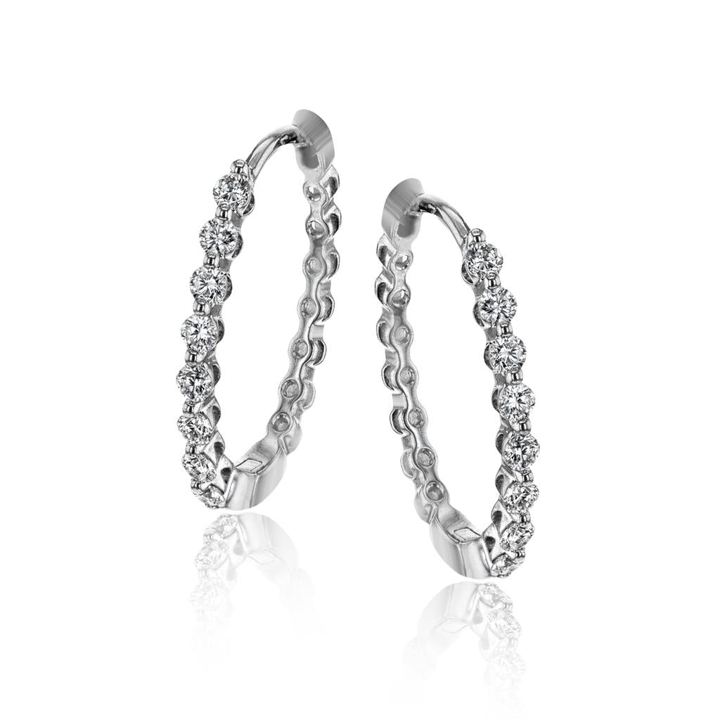 Simon G. 18Kw Diamond Oval Hoop Earrings