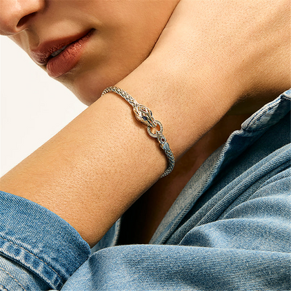 John Hardy Naga Slim Silver Chain Diamond Pave Bracelet