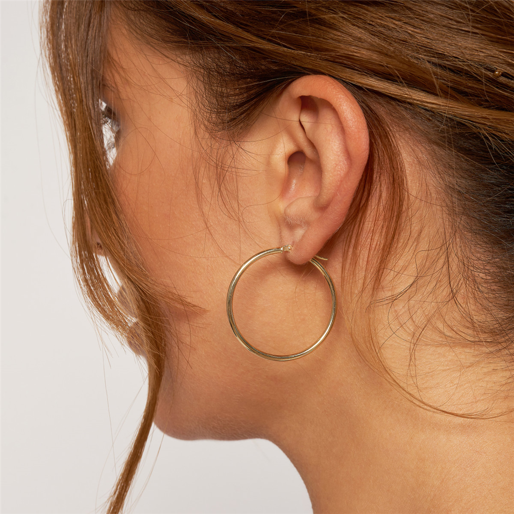 14k Round Tube Hoops 2x35mm