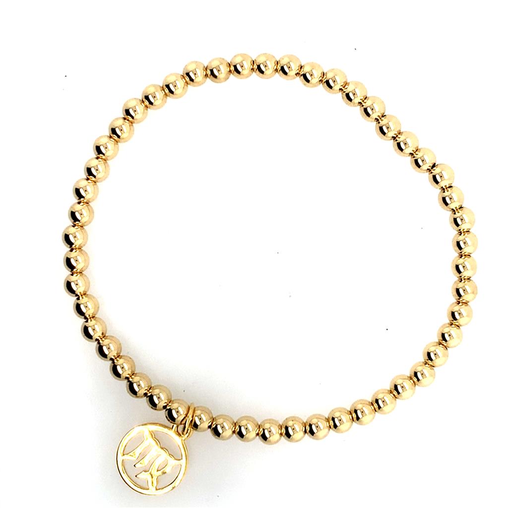 Dee Berkley Gold Filled Beaded Bracelet with Vermeil Virgo Charm