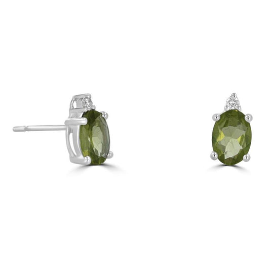Rolland's Designs Peridot and Diamond Stud Earrings