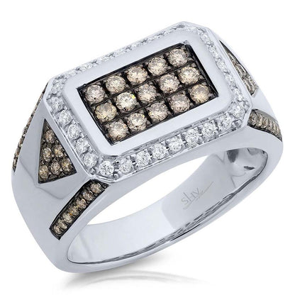 Shy Creation Men's Champagne & White Diamond Band