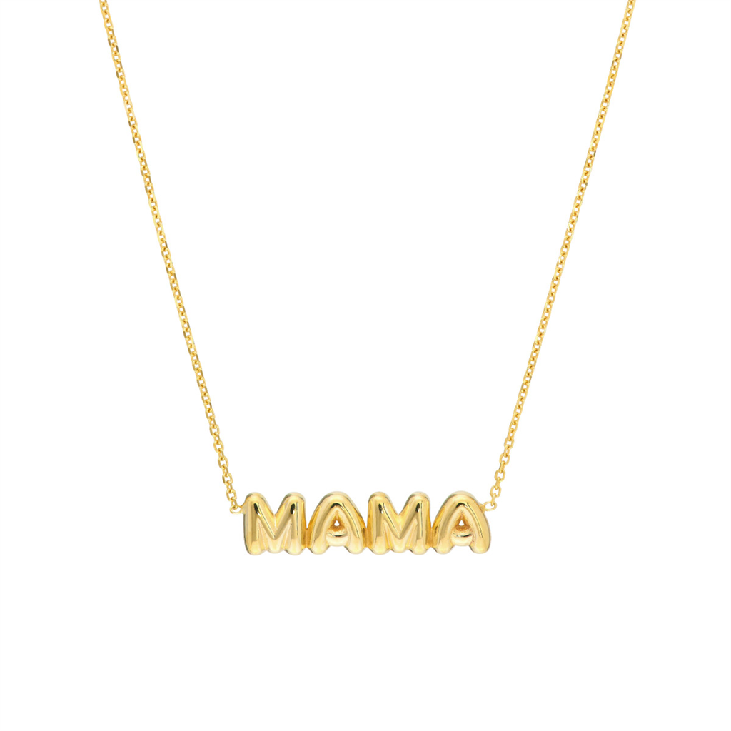 Rolland's Designs 14K Yellow Gold Puff "Mama" Necklace