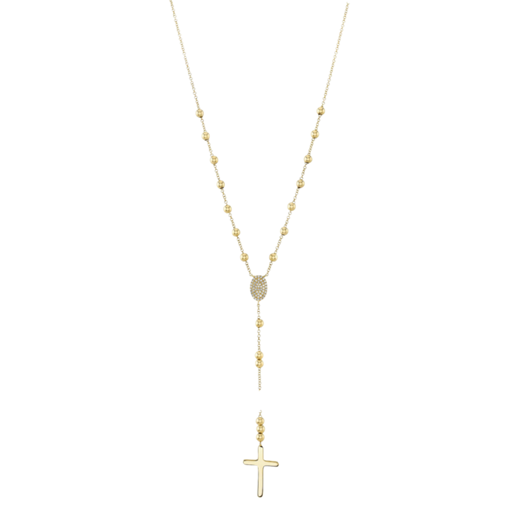 Shy Creation Diamond Cross Lariat Necklace