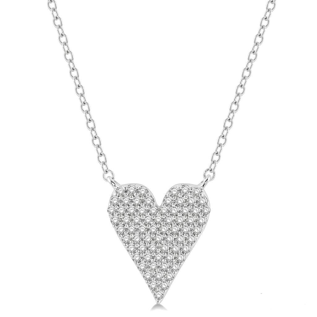 Pave Heart Shape Diamond Pendant Necklace