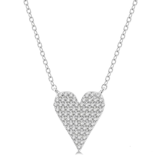 Pave Heart Shape Diamond Pendant Necklace