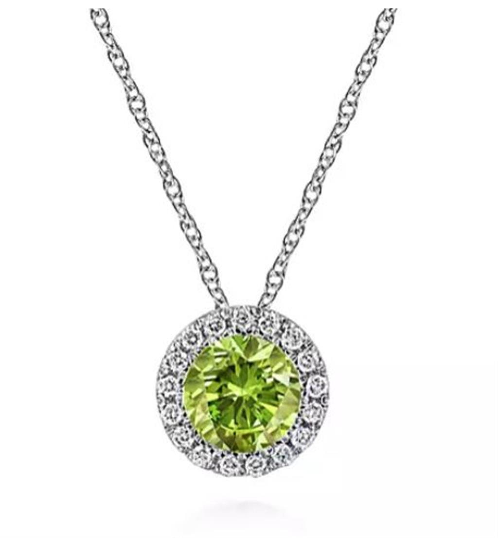 Gabriel Diamond Halo & Peridot Pendant