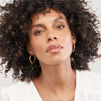 Rolland's Design Gold Round Tube Polished Hoop Earrings