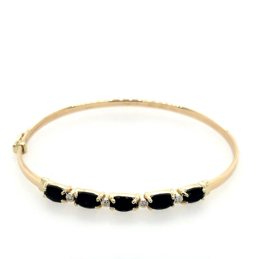 Estate 14K Yellow Gold Onyx Bracelet