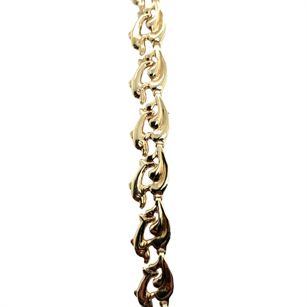 Estate 14K Yellow Gold Dolphin & Wave Bracelet