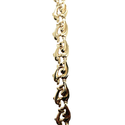 Estate 14K Yellow Gold Dolphin & Wave Bracelet