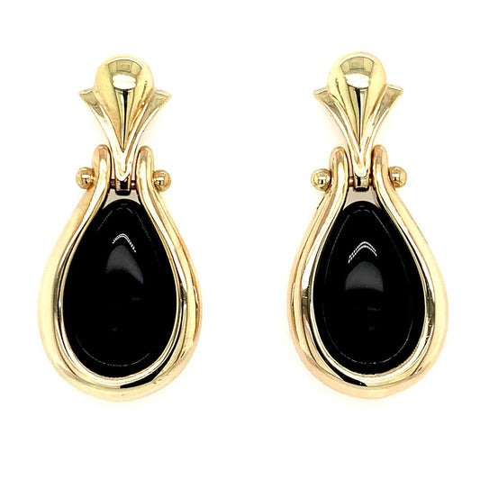 Estate 14K Black Onyx Earrings