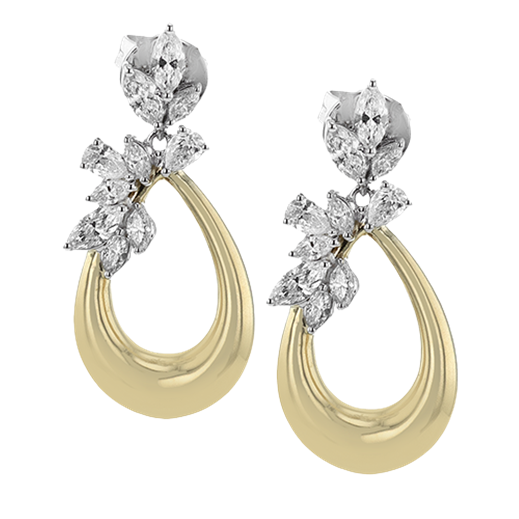 Simon G. 18Kyw Diamond Pear Vine Drop Earrings