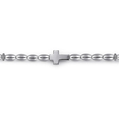 Gabriel Sterling Silver Beaded Cross Bracelet 8"