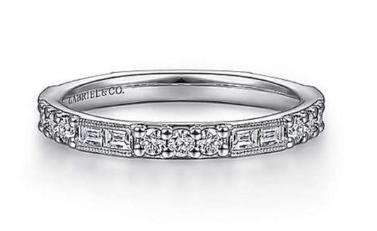 Gabriel 14K Baguette & Round Diamond Ring