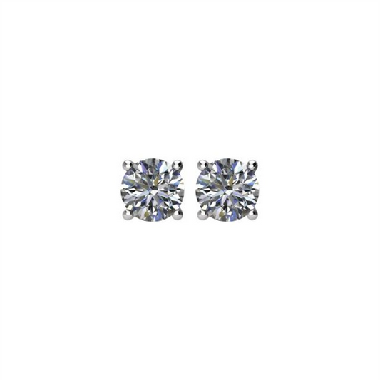 14K White Diamond 4-Prong Stud Earrings 0.20Cts