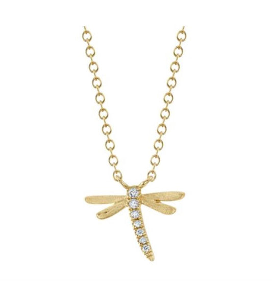 Shy Creation Diamond Dragonfly Necklace Pendant