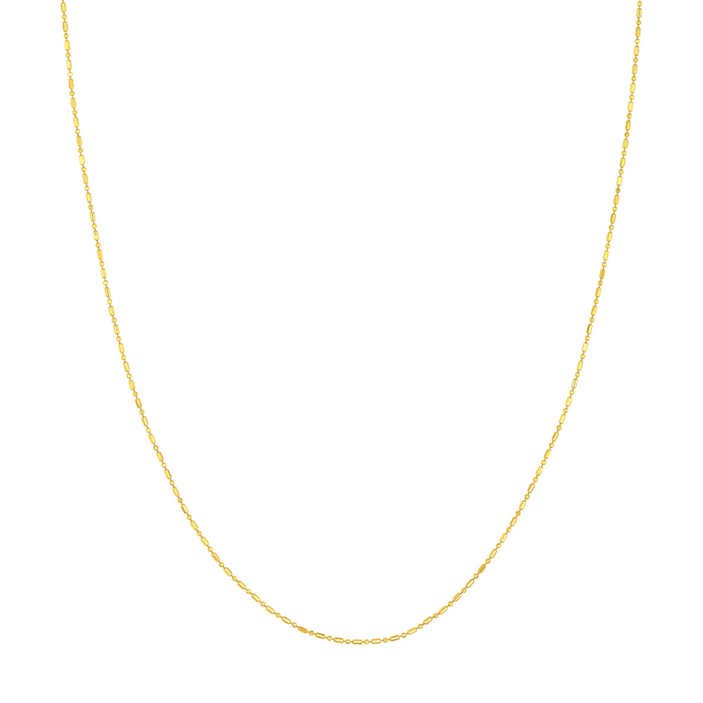 Gold 16" Diamond Cut Bead And Bar Chain