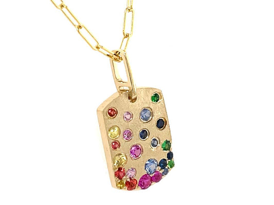 Dilamani 14K Yellow Gold Rainbow Sapphire Pendant