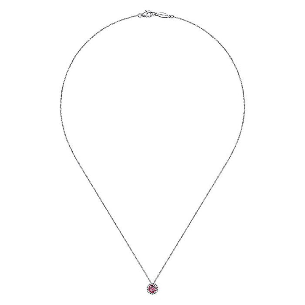 Gabriel Diamond Halo & Ruby Pendant