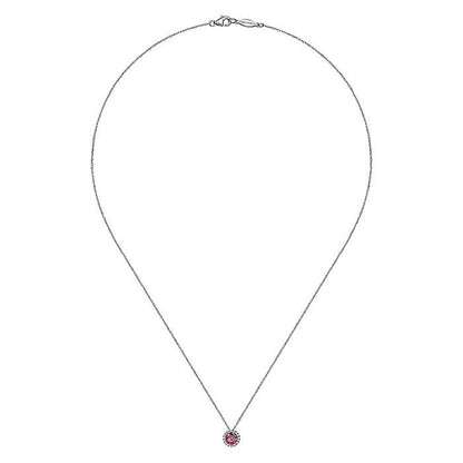 Gabriel Diamond Halo & Ruby Pendant