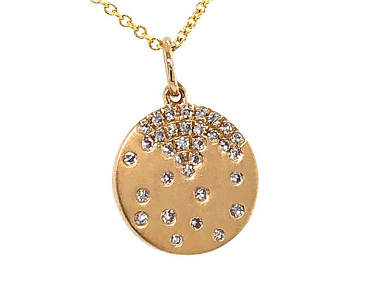 Dilamani 14K Yellow Gold Diamond Circle Pendant