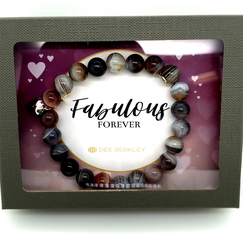 Dee Berkley "Follow Your Dreams" Purple Botswana Agate Beaded Bracelet