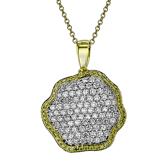 Simon G. 18K Two Tone Free Form Yellow & White Diamond Pendant with Chain