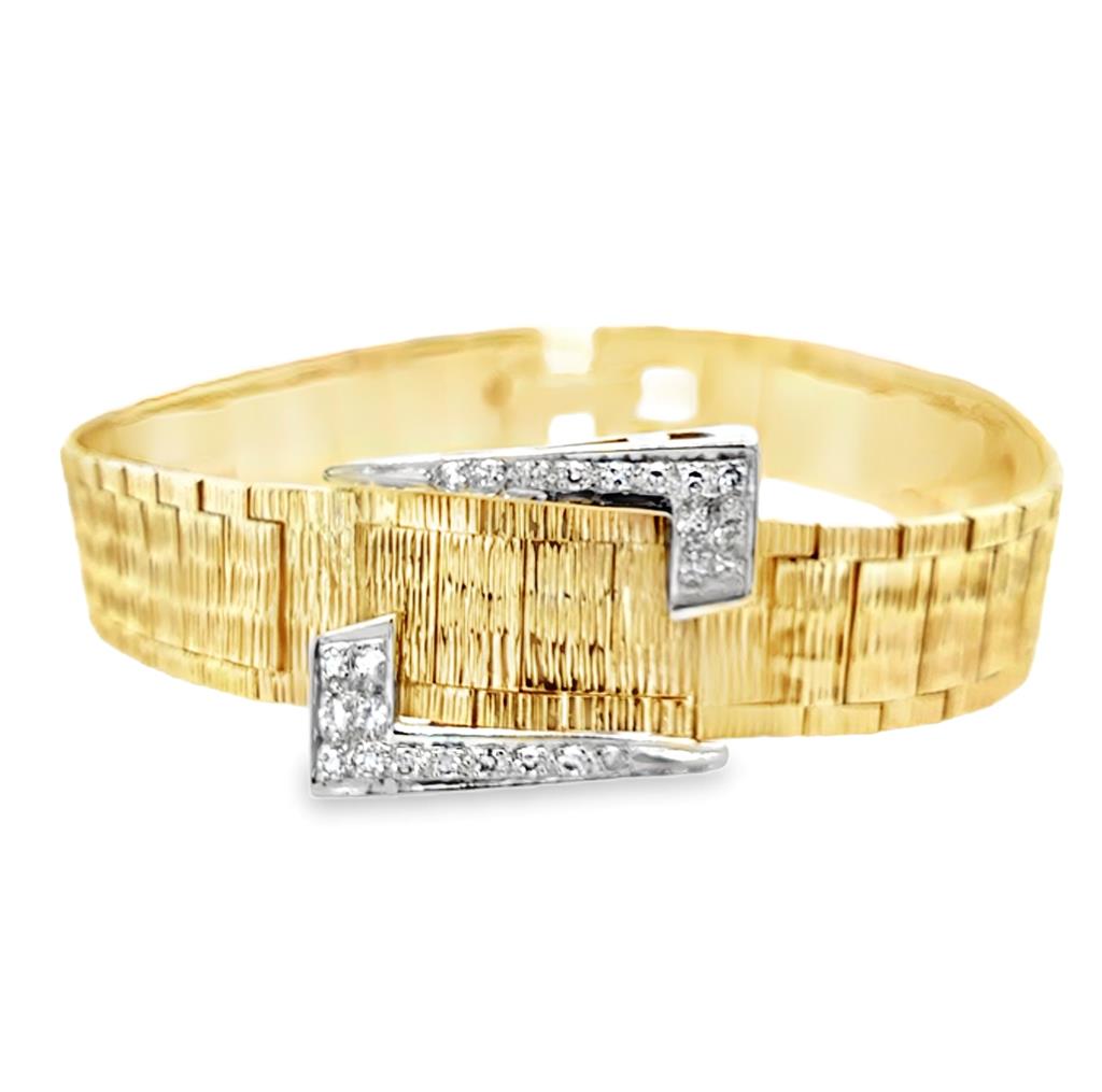 Estate Two-Tone Diamond Buckle Bracelet