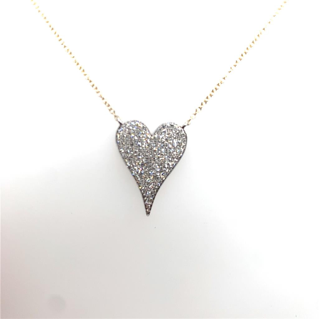 Shy Creation Diamond Big Pave Heart Pendant Necklace