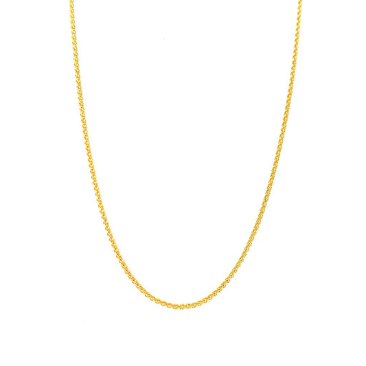 Yellow Gold 18" Rolled Wheat Chain W/ Lobster Clasp