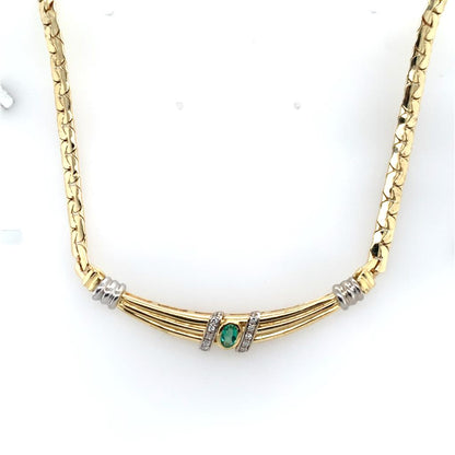 Estate 18K Emerald & Diamond Necklace